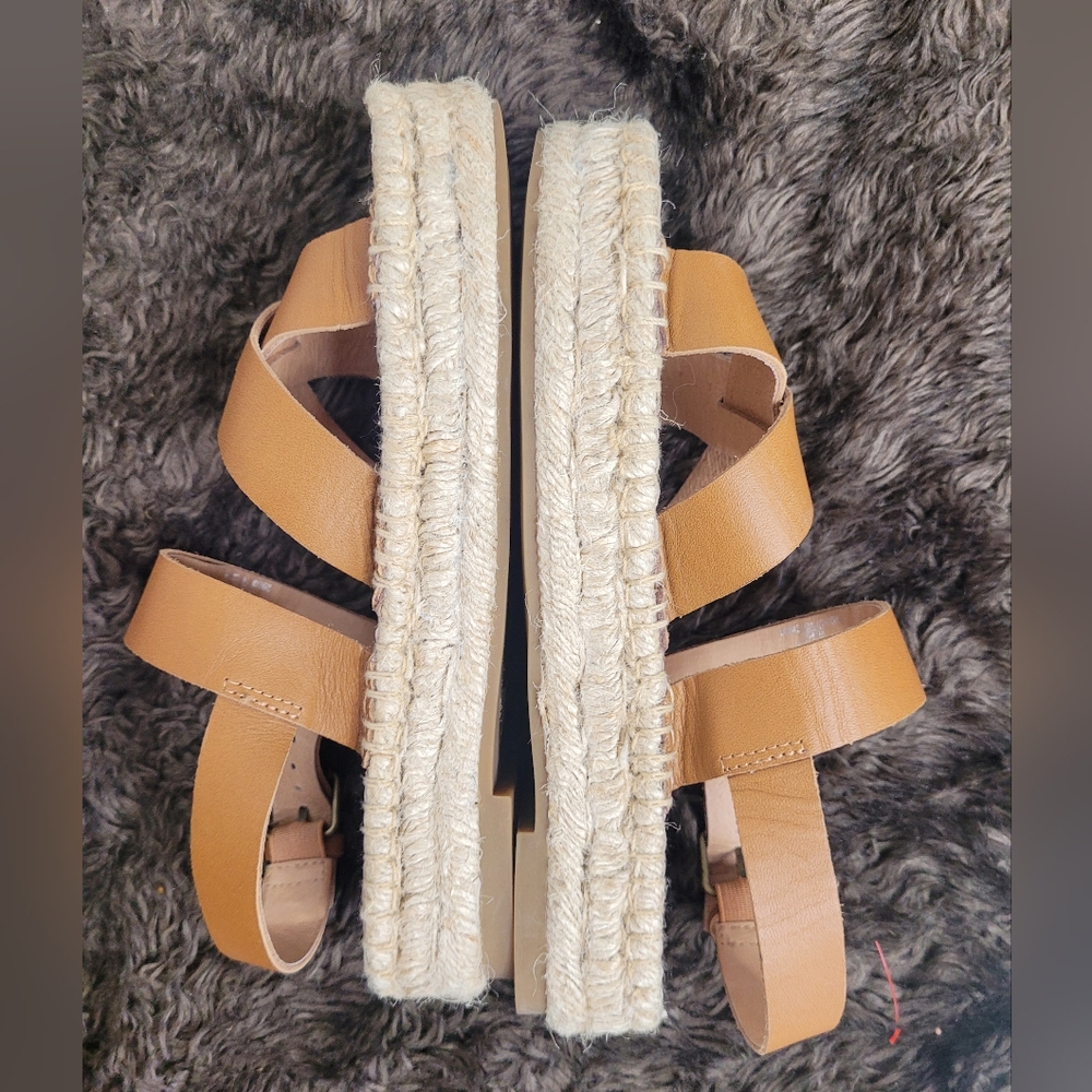 Madewell The Julie Espadrille Sandal Womens Size 5.5 Leather Strappy Brown